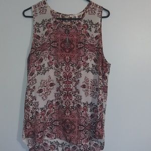Sleeveless pink floral blouse